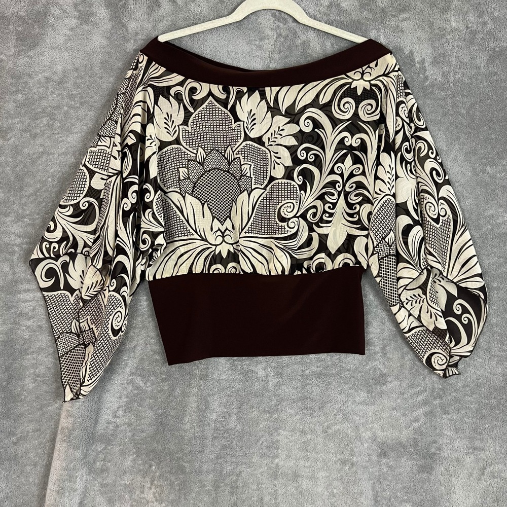 Vintage Y2K Fairy Scarf Blouse Womens 1XL Paisley Bell Sleeve Billowy